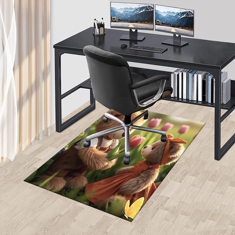 

1pc Teddy Bear Flower Office Chair Mat - Anime Cartoon Design, Non-Slip Carpet for Home Decor, Suitable for All Seasons.C039 60cm by 90cm