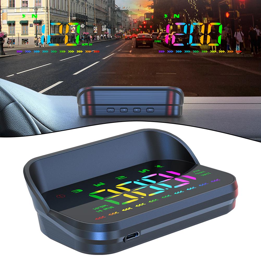 Car GPS Head Up Display Car HUD Digital Speedometer Color Font With Speed KMH Automatic Brightness Adjustment Easy Installation