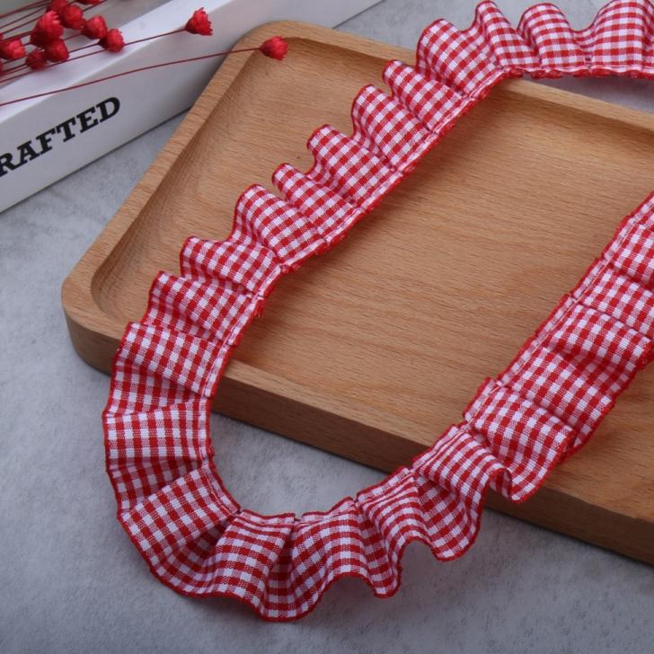 2.5cm Wide Colorful Ribbon Pleated Check Lace Handmade Crafts Doll Dress Quiet Book Bundle Creative Felt Panel Trim Material