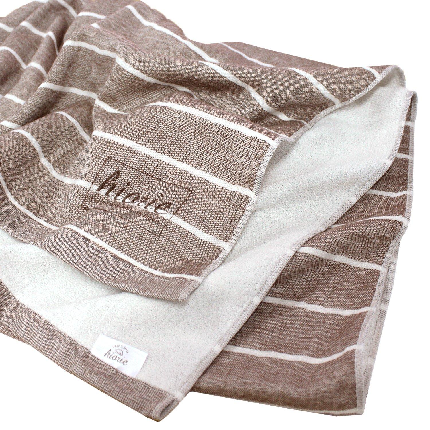 

hiorie Made in Japan Large Gauze Border Brown Large Bath Senshu Towel (Hiorie) Towel, Pattern, 150cm, Border, Towel,