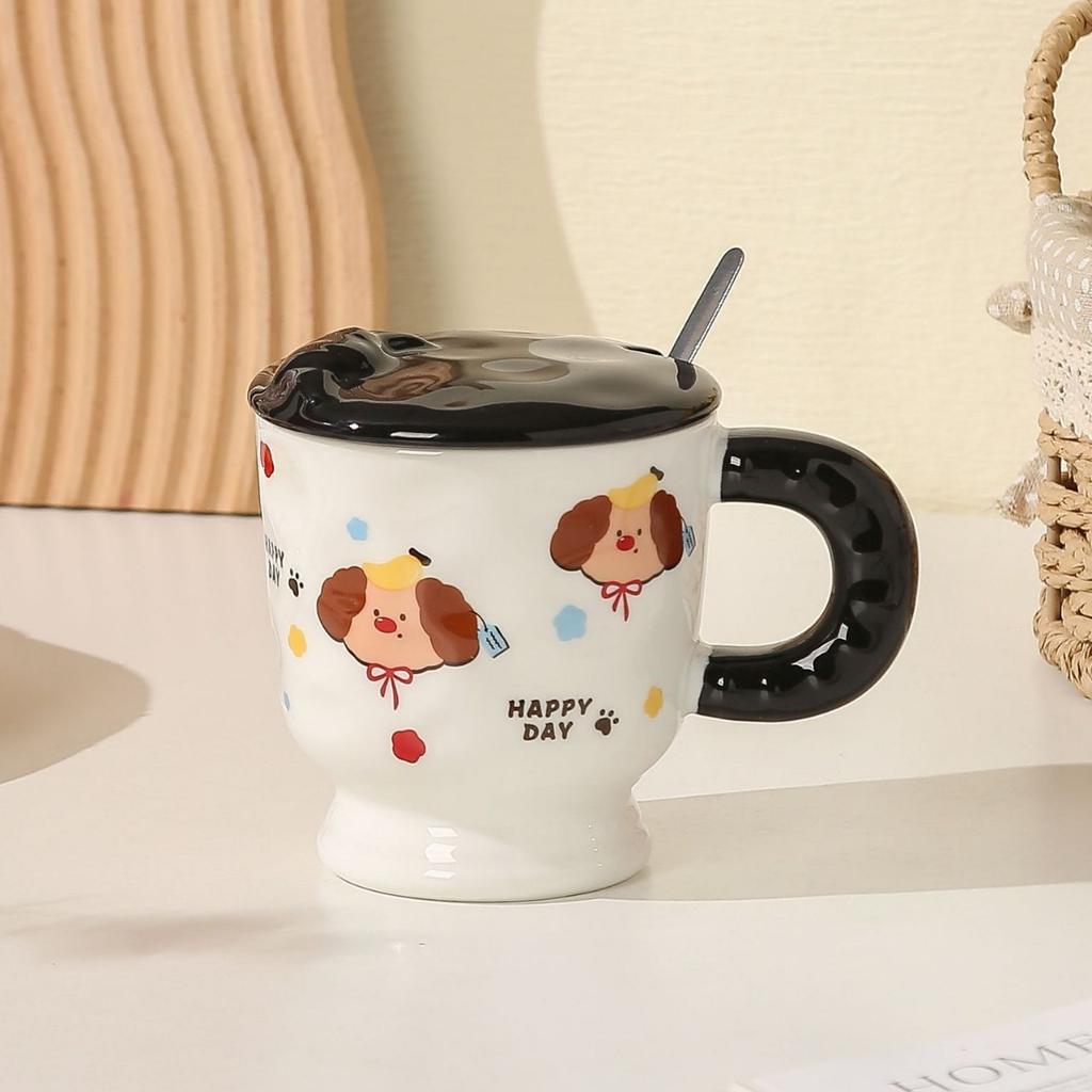 Creative Cartoon Puppy Ceramic Cups Couple High Appearance Level Mugs Office Drinking Cups  Milk Cups Tall Glasses
