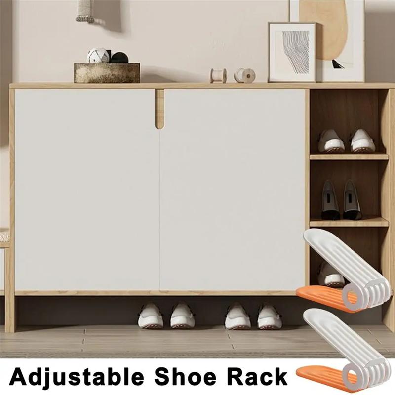 ABWR-Shoe Slots Organizer 2 Levels Adjustable Space Savers 10 Shoe Holder Slim Thickened Shoe Space Saver For Most Shoes