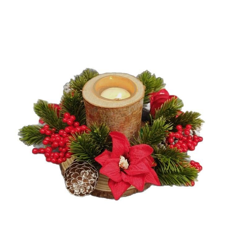 Рождественский подсвечник-венок с шишками и красными ягодами Декоративный венок-подсвечник Искусственный венок
