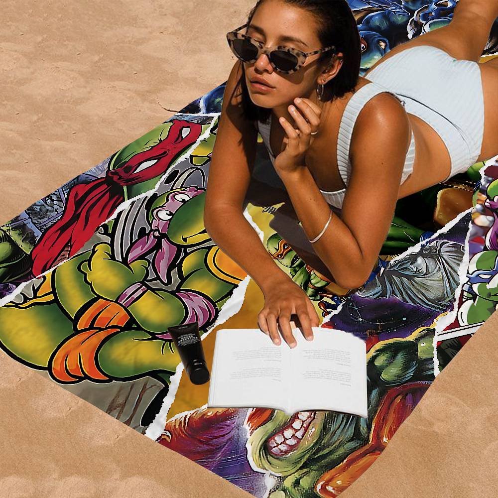 Cartoon N-Ninja Turtles Microfiber Printed Beach Towel Mountain Climbing Yoga Beach Swimming Running Absorbent Soft Towel