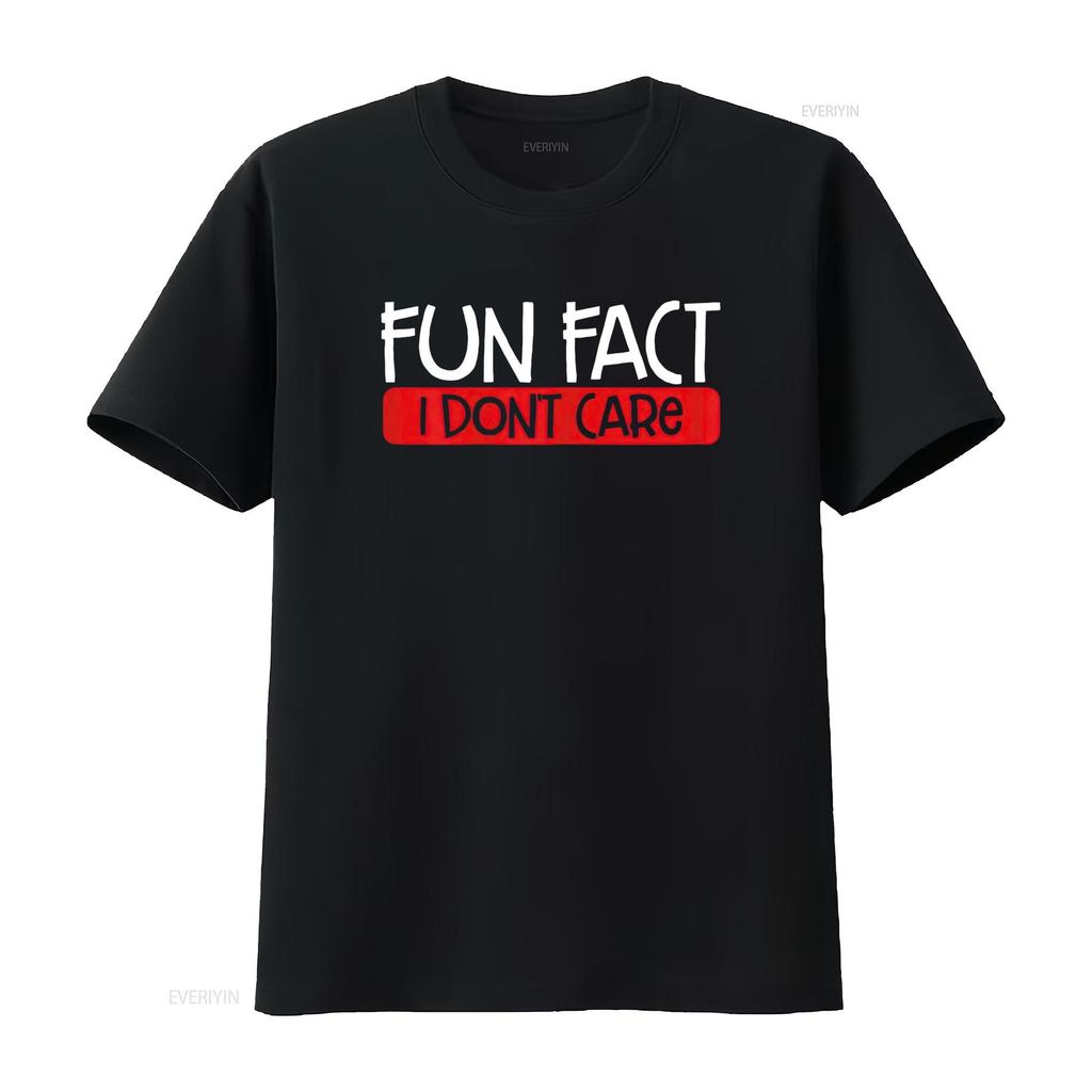 Fun Fact I Dont Care Funny Sarcastic Quote Sarcasm Womens T Shirt Black 3X Large vintage Washed streetwear fashion Casual homme