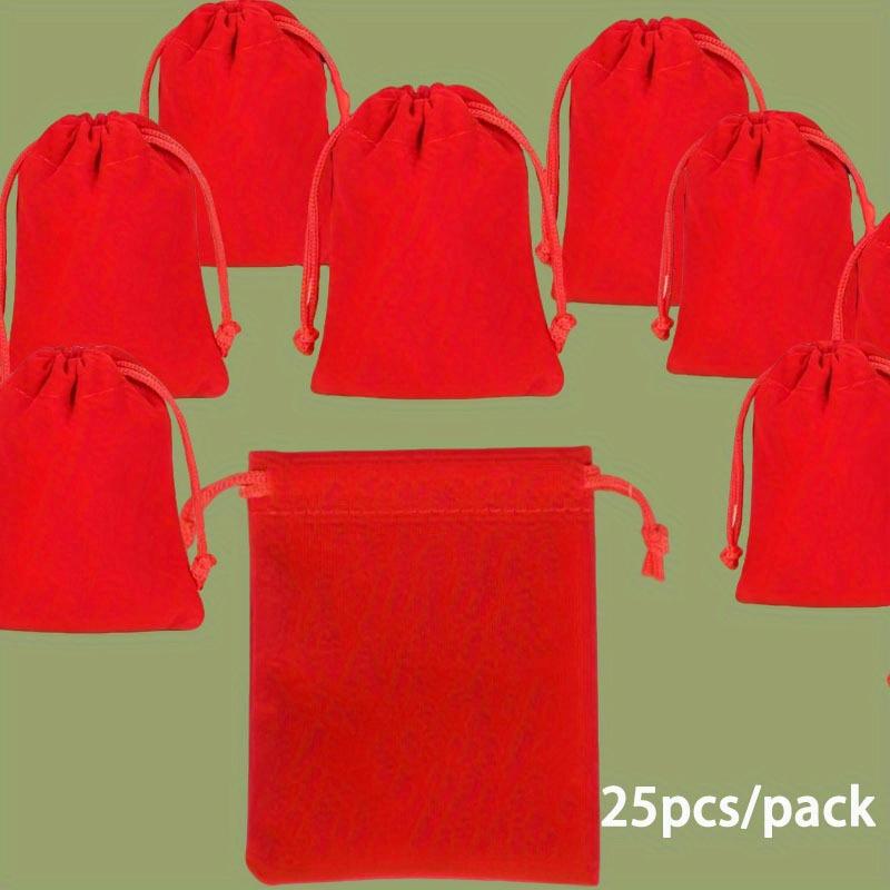 

25 шт. 3,15 X 3,94 дюйма Бархатные мешочки на шнурке из бархатной ткани, мешочки для ювелирных изделий, товары для вечеринок и упаковка новогодних подарков, принадлежности для хранения красный
