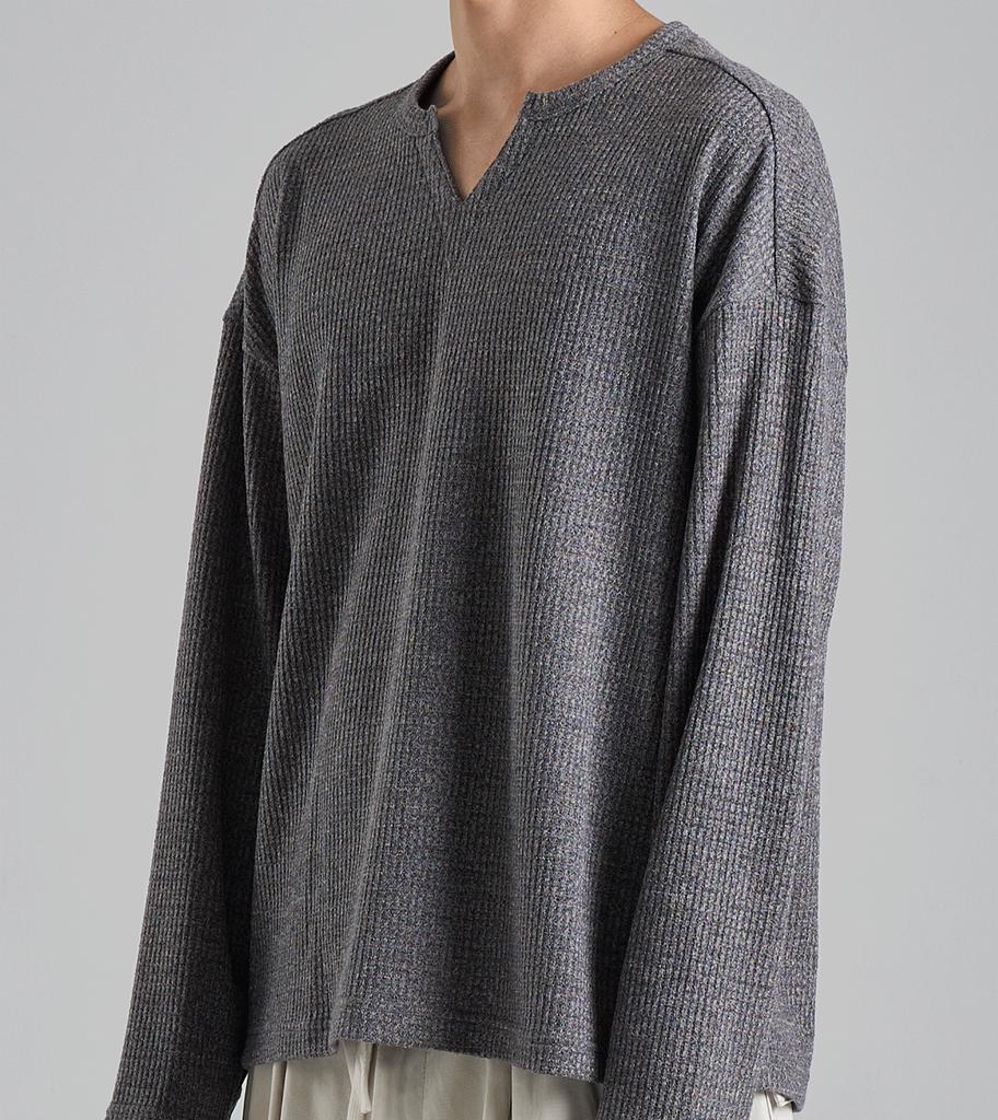Beoteunseoul Minimal Slit Neck Knit (Gray)