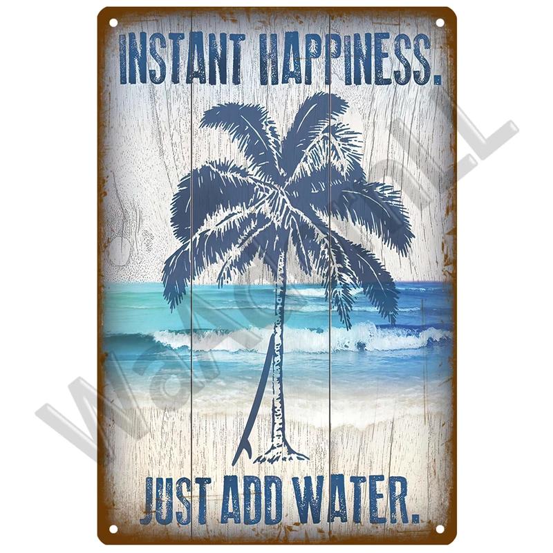 Beach Tin Sign Plaque Metal Summer Sign Metal Plate Wall Decor For Beach Bar House Surf Club Decorative Iron Painting Poster