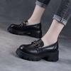 Muffin Thick-soled Heightened British Style Women's 2026 New Spring Lace-up Soft-soled Single Shoes Versatile Small Leather Shoes