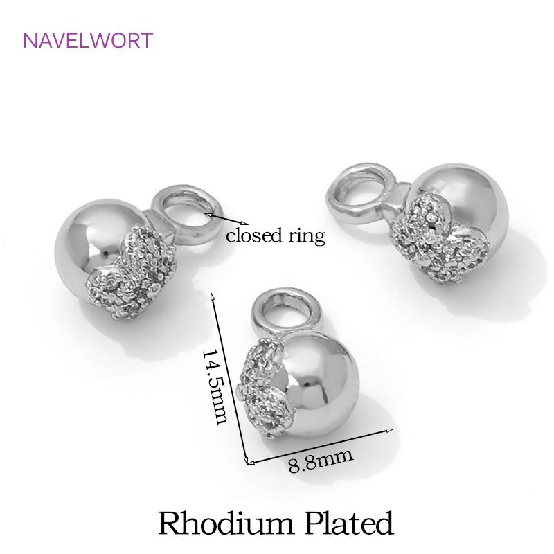 18K Gold Plated Inlaid Zircon Ball Pendant Charms,Brass Decorative Pendants,Charms For Bracelet,DIY Jewelry Making Accessories