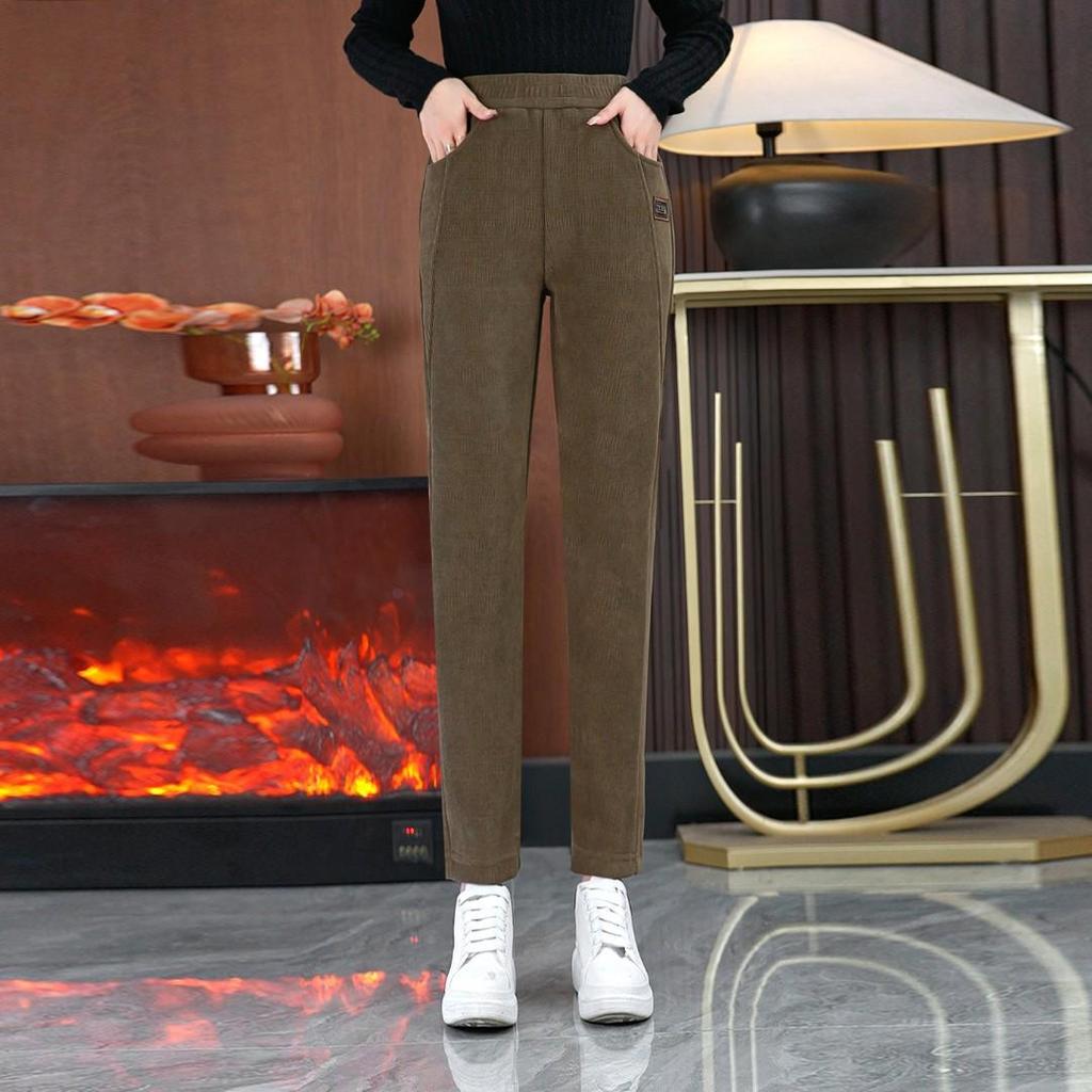 2024 New High Waist Velvet Harem Pants - Slim, Warm, Loose-Fit Trousers for Autumn & Winter