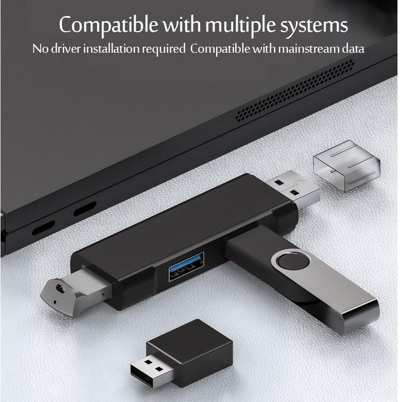 USB 3.0 Type-c Hub Splitter, 3-Port Data USB Hub Extender With USB C Adapter Applicable For  MacBook Air, Notebook PC, Laptop