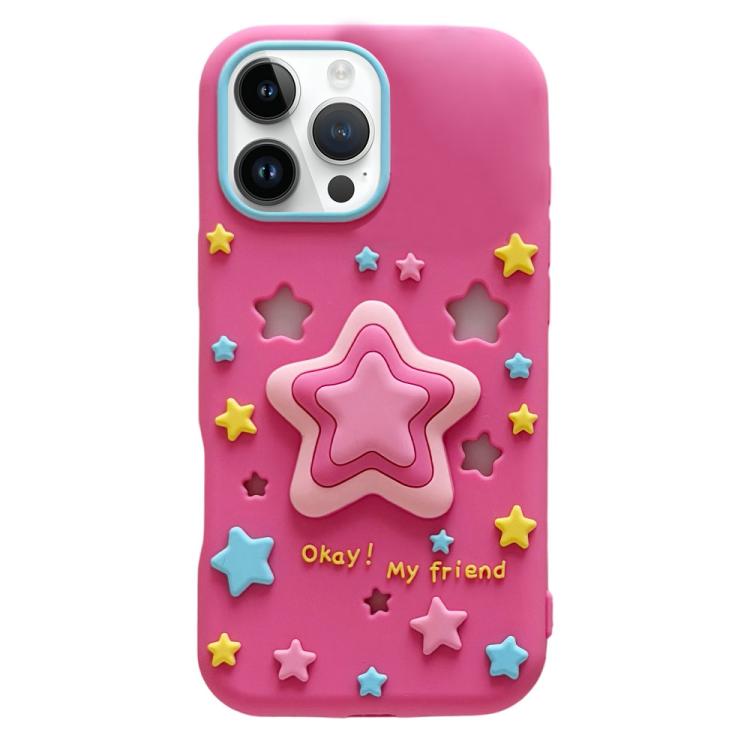 Hollow Pressable Star Silicone Phone Case, Stress Relief 3D Star Shockproof Anti-Scratch Protective Cover For iPhone 18 Pro Max / 17 Pro Max