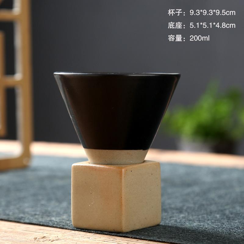 Cana de cafea ceramică în stil japonez, formă de con triunghiular, ceramică, ceașcă de ceai/cafea, retro, cană de apă pentru casă, birou, căni de cafea, nou