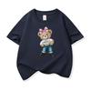 Girl Bear With Pink Bow Graphic Tee Kids Pure Cotton Crew Neck T Shirt Short Sleeve Muticolor Tops For Boys Girls Children