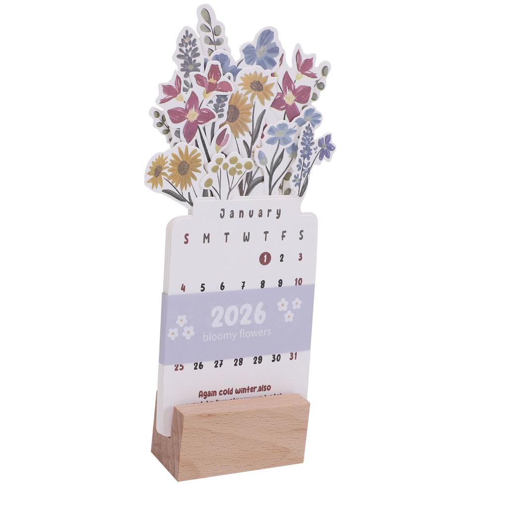Flowers Desk Calendar 2026 Small Standing Decorative Floral School Desktop Accessories