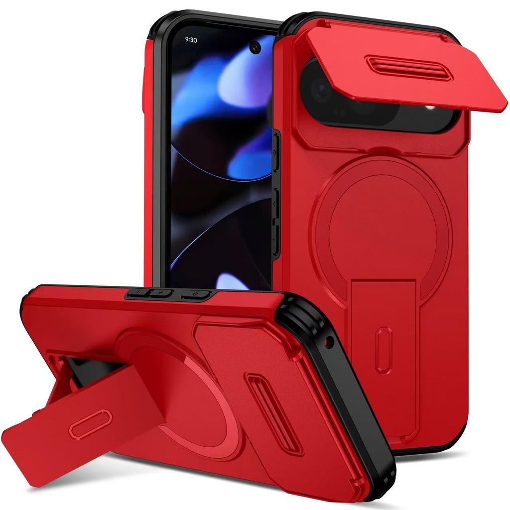 Armor Shockproof Magnetic Case For Google Pixel 10 9 Pro XL 9A Lens protection stand bracket wireless charging For Magsafe Cover