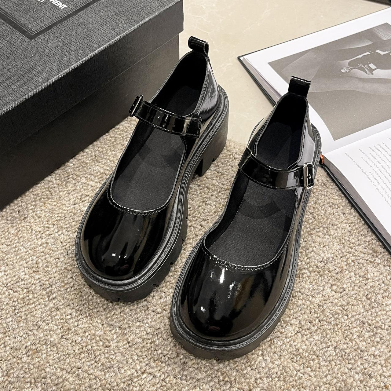 

Туфли Мэри Джейн женские на платформе модные универсальные весна и осень новые круглые японские туфли с юбкой туфли Мэри Джейн на высоком каблуке 40 чёрный