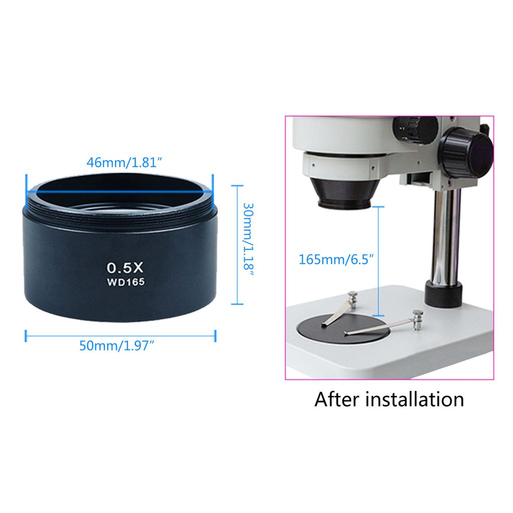 0,5X Stereo mikroskop pomocná čočka Barlow čočka objektivu s velkým připojením