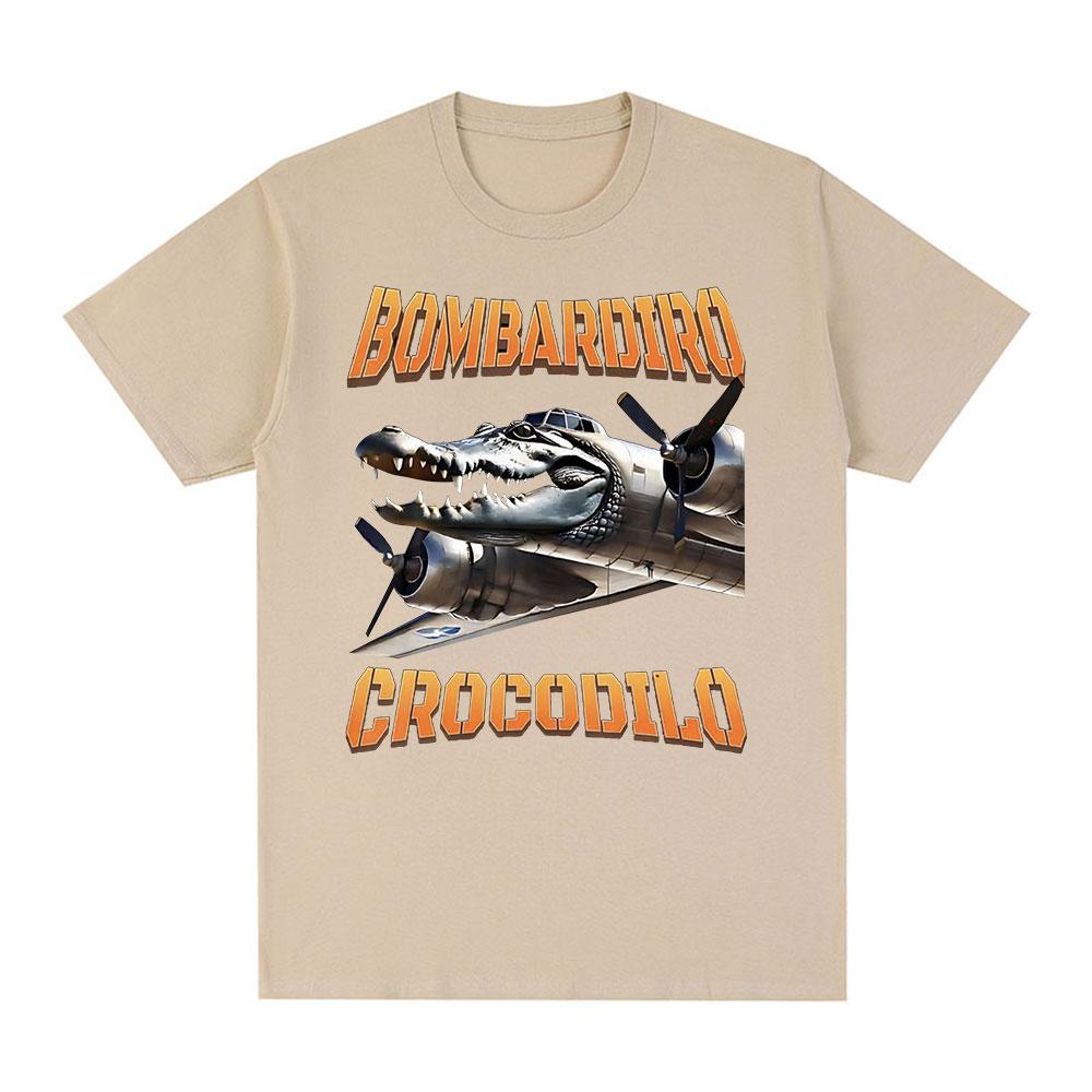 Bombardiro Crocodilo Crocodile Plane Bomber Funny Humor T-shirt Men's Women Casual Cotton Short Sleeve T Shirts Comfort T-shirts