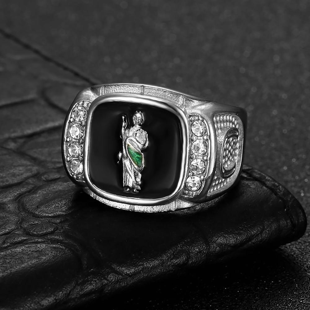 Classic Stainless Steel Character St. Jude Rings for Men Women Fashion Religious Amulet Jewelry Couple Party Gifts Dropshipping