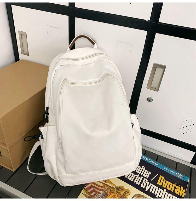 Schoolbag New Korean Version Solid Color Backpack Versatile Large Capacity Schoolbag Female College Student Leisure Travel Outdoor Backpack Men and 