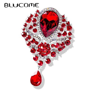Große Kristall Waterdrop Blume Broschen Frauen Palace Stil Blume Hochzeiten Party Casual Brosche Pins Geschenke