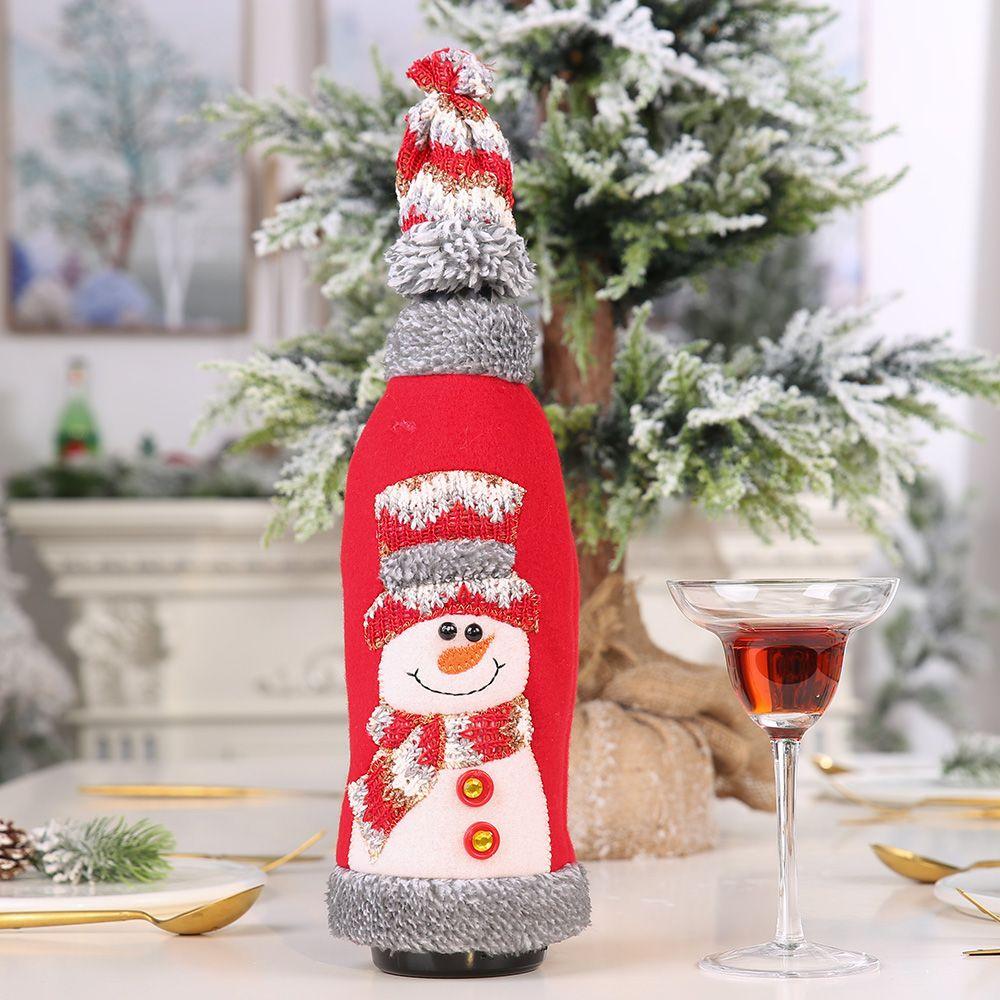 Party Table Decor Xmas Gift Santa Claus Wine Bottle Cover Bottle Dress Up Christmas Ornaments