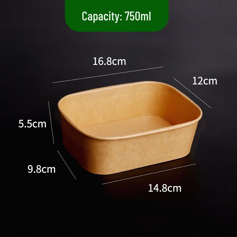 Pabei Einweg-Kraftpapier Quadratische Mahlzeitenbox mit Deckel