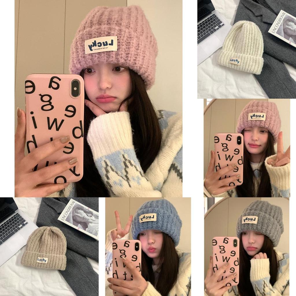 Knitted Beanie Hat For Women With Letters Warm Winter Casual Chic Style
