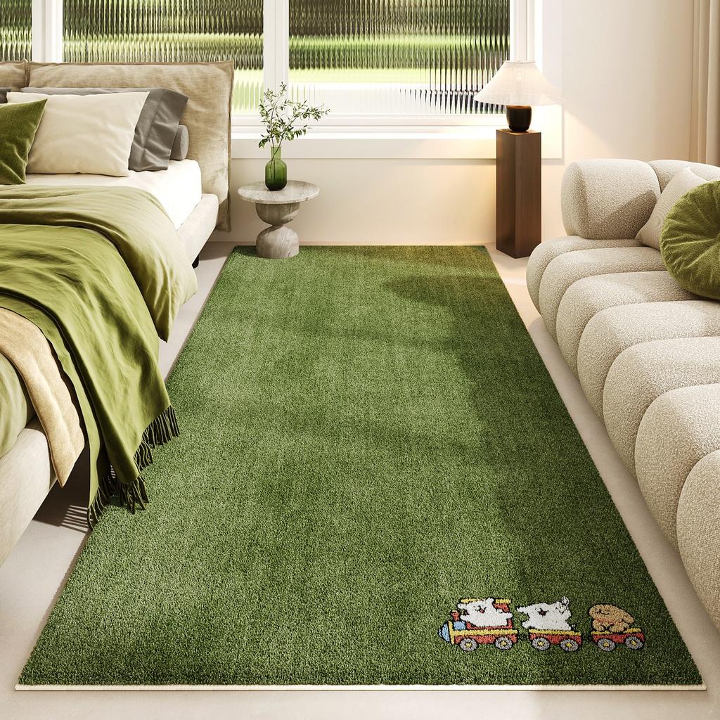 Carpet for Bedroom Non-slip Soft Dirt-resistant Bedside Floor Mat Green Lamb Pattern Rug Long Size Room Layout Decoration Mats