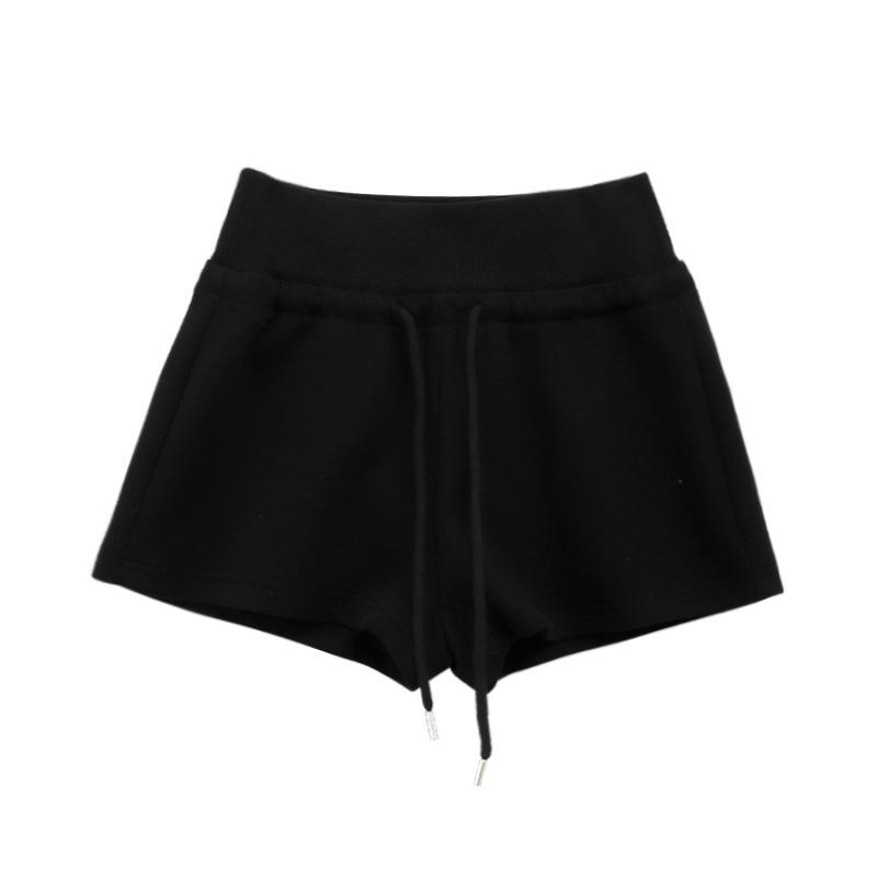 Graue Sporthosen für Damen Sommer Neu Hohe Taille Kordelzug Schmale Taille Design Lässige Hosen