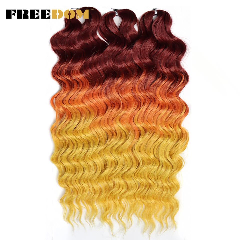 FREEDOM Synthetische Flecht-Haarverlängerungen Tief Gewellt 24 Zoll Lang Lockige Braids Haare Ombre Braun Regenbogen Twist Häkel-Haar