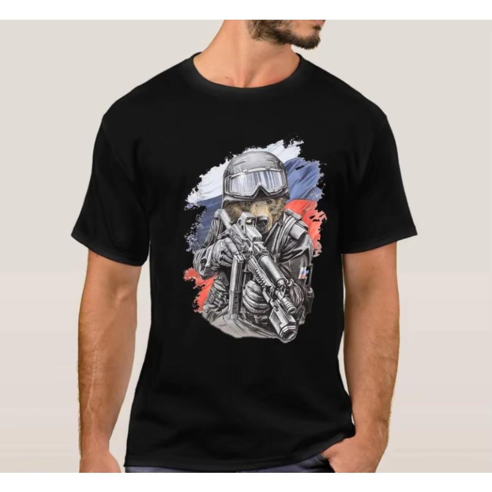 Russian Military Bear Special Forces T-Shirt O-Neck Short Sleeve Men's T Shirt Graphic T Shirts Women Men Clothing