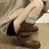 Retro Brown Western Cowboy Boots Slip-on Mid-calf Boots Knee-high Platform Thick Heel Women's Boots Designer Women's Shoes 2025