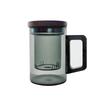 Tasse à Thé avec Séparation Eau/Thé Grande Capacité Ménage Résistante à la Chaleur Verre Tasse à Eau Bois de Noyer Verre Borosilicaté Élevé Tasse en Trois Pièces