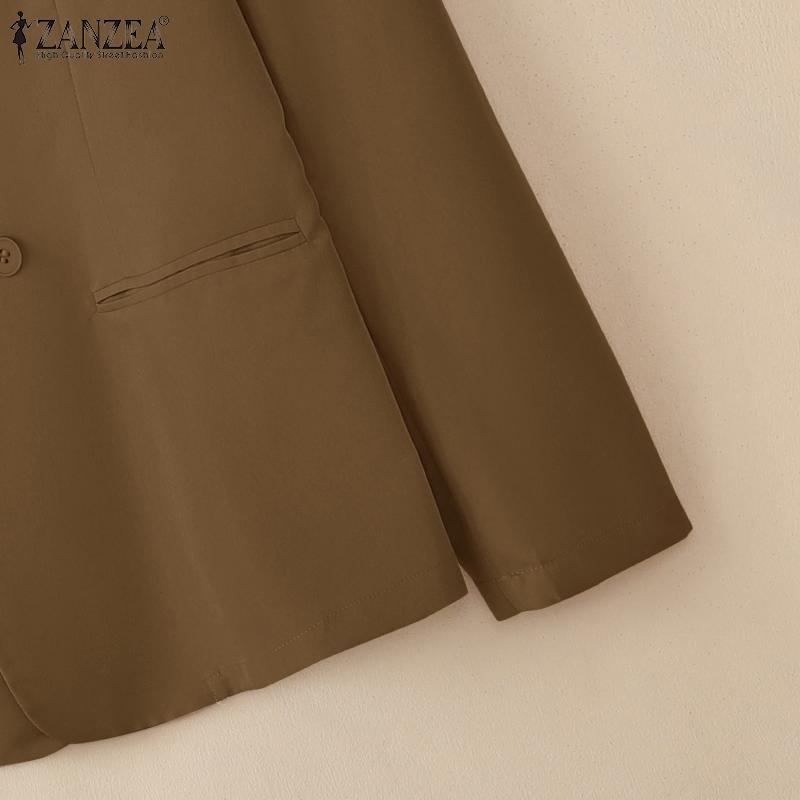 ZANZEA Damen Freizeit Revers Langarm Dünne Strickjacke Tops