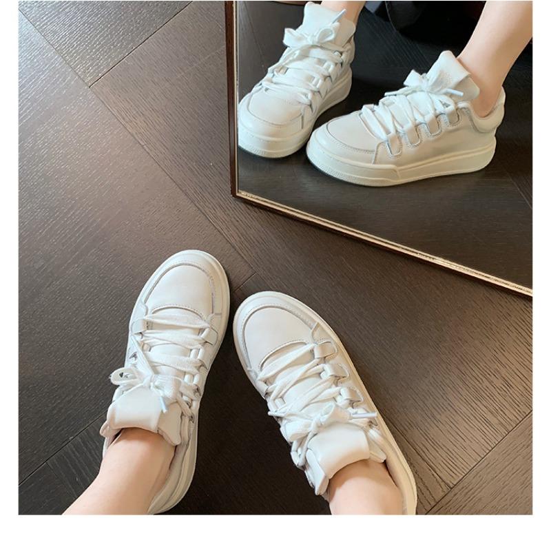 Cowhide version~ genuine leather thick-soled white shoes women's tide heightening board shoes casual sports shoes muffin shoes dad shoes