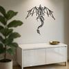 Black Metal Dragon Wall Art, Fantasy Home Decor, Modern Interior Hanging, Rustproof Gothic Decor for Bedroom, Gaming Lounge