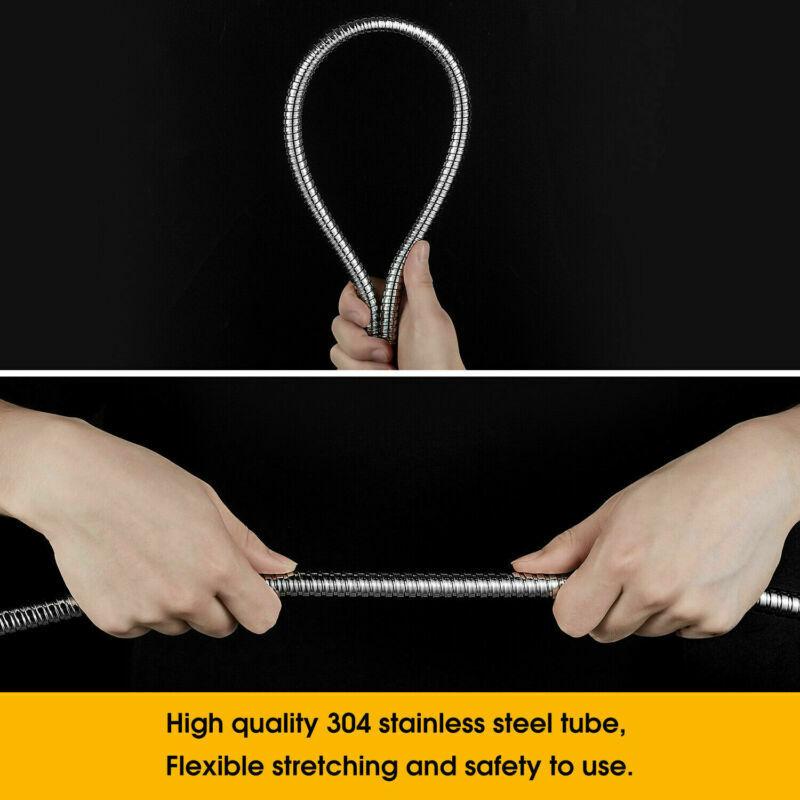 1.5m Chrome Stainless Steel Shower Hose Flexible Anti-Twist Leakproof Metal Pipe Tube for Bathroom Handheld Showerhead Extension G1/2 Replacement