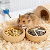 Wooden Hamster Parrot Food Water Bowl, Easy‑to‑Clean Cage Feeder for Birds and Small Pets Daily Feeding