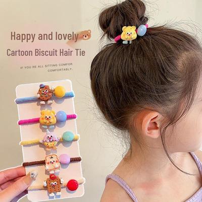 High Elasticity Ponytail Hair Tie and Biscuit Clip for Girls