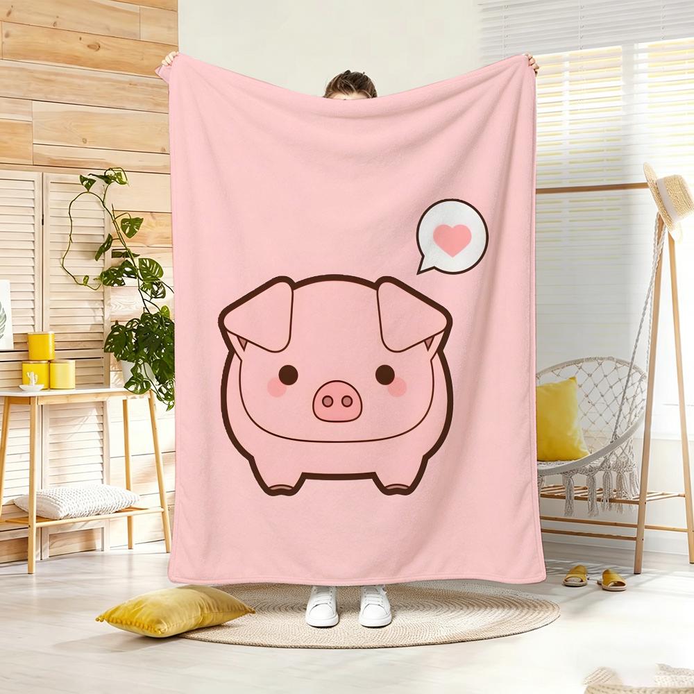 Cartoon Character PPinkS PigS Throw Lightweight G Flannel Blanket Soft Skinfriendly for Summer Cooling