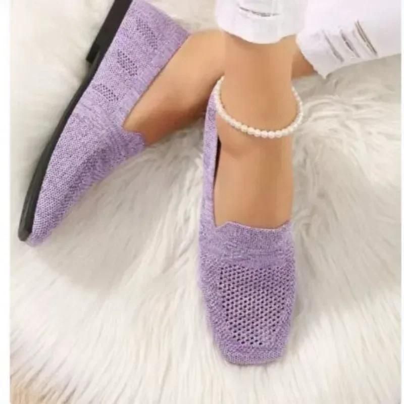 Femmes Maille Bout Carré Respirant Chaussures Décontractées Halloween Automne Quotidien Simple Découpé Chaussures Plates Zapatos De Mujer 2024