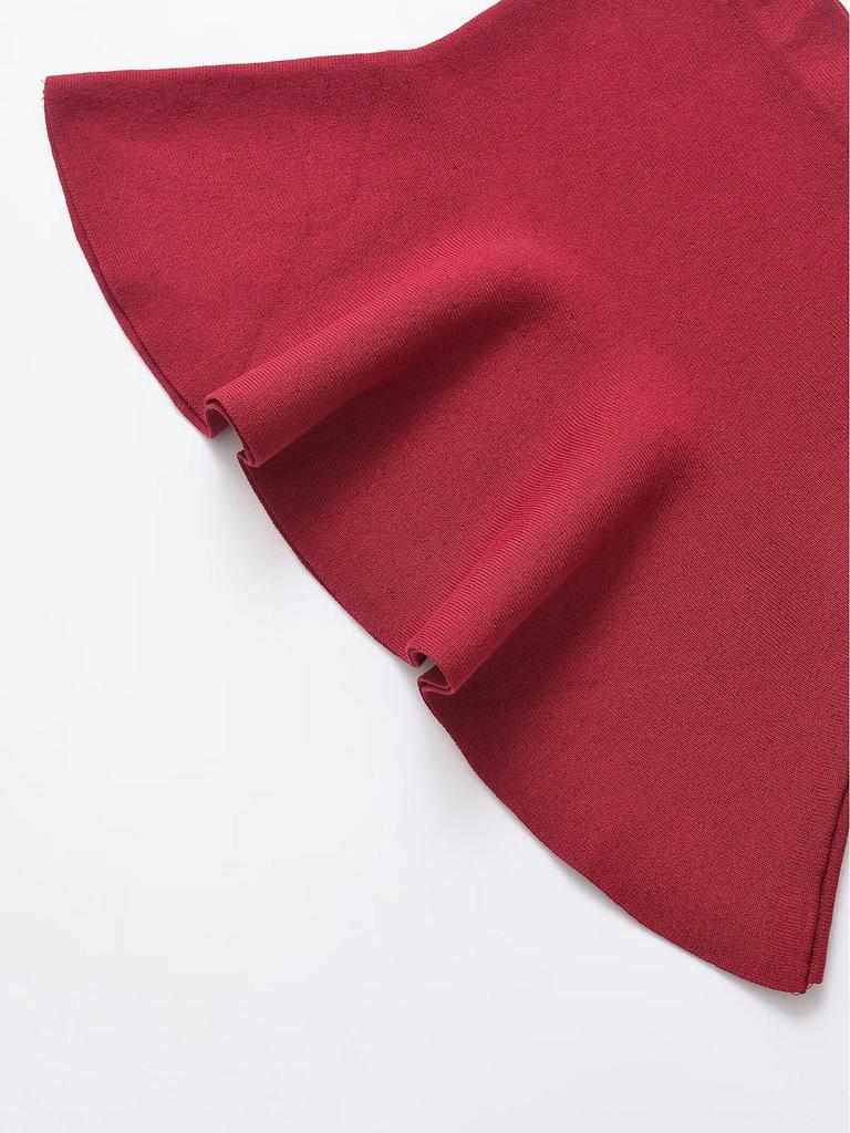 Winter 2024 Women's European-American Style Fashion Slit Top & Wide Hem Short Skirt