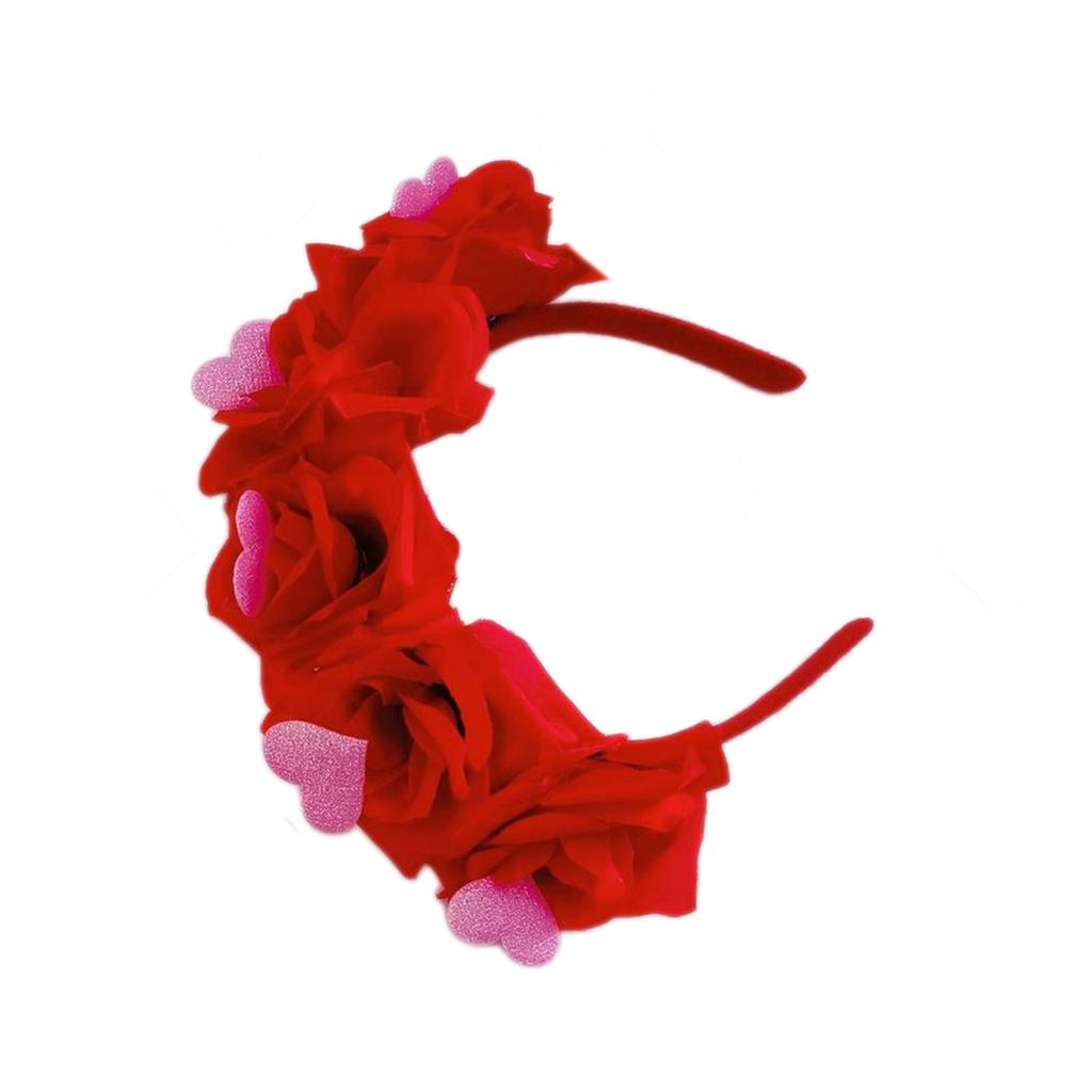 Valentines Headband for Woman with Heart Flower Delicate Headbands Anti-Slip Headbands Sweet Hairbands Prom Supplies