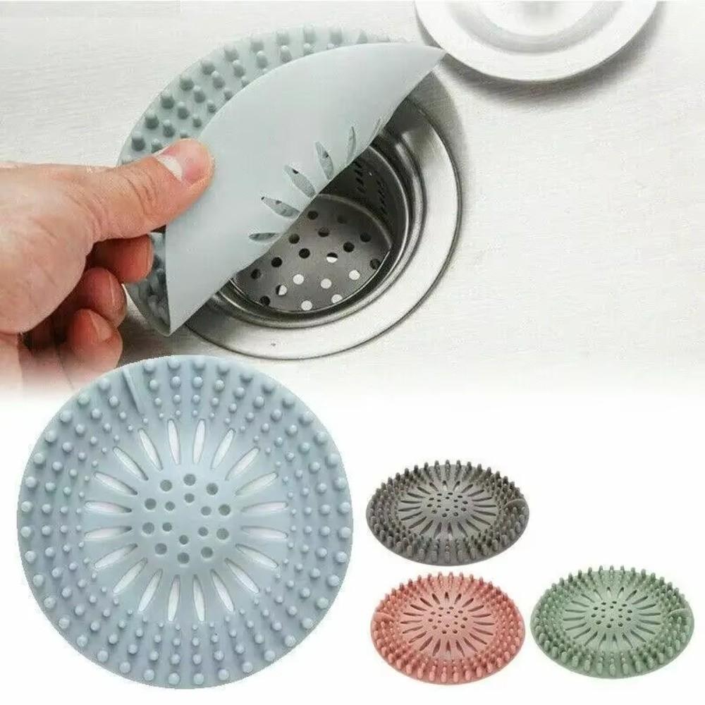 Hair Filter Silicone Hair Catcher Shower Drain Easy Clean Round Sink Drain Strainer Anti Clogging Sink Drain Kitchen Tool