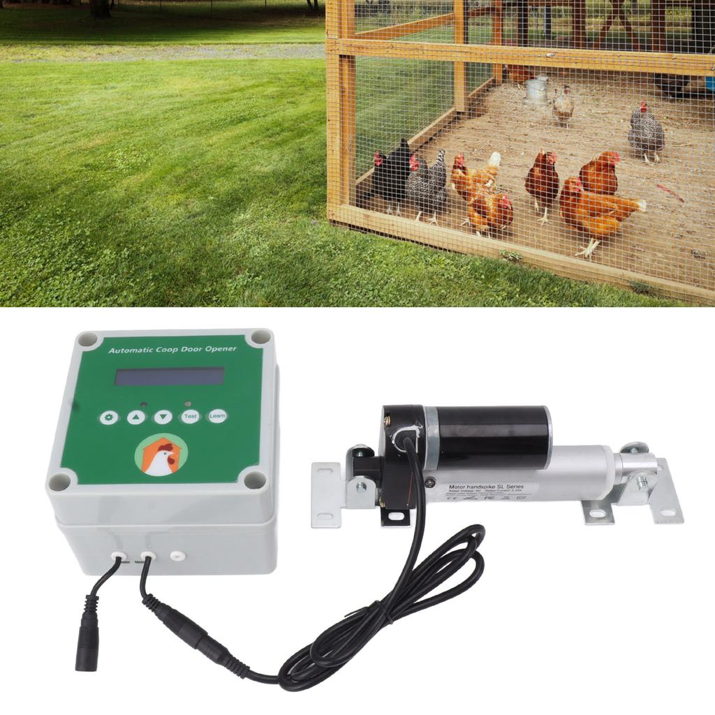 Automatic Chicken Coop Opener Linear Actuators Electric Poultry House Door Motor Kit with Light Sensor Remote Control 100-240V
