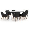 3156719 vidaXL Mobilier de salle à manger de jardin avec coussins 7 pcs Noir