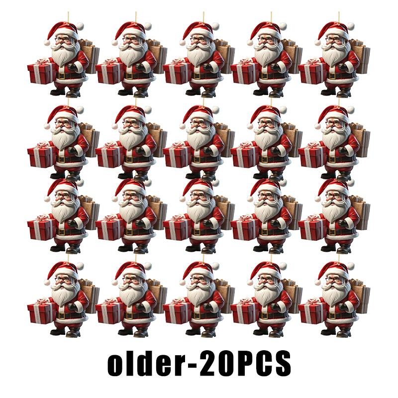 Christmas Tree Hanging Ornament Santa Snowman Car Decor 2D Flat Cartoon Style Festive Home Decoration Holiday Party Supplies